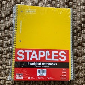 NWT 6 Pack Staples Wide Ruled 1 Subject Spiral Notebook, 8x10.5" 70 Sheets Each